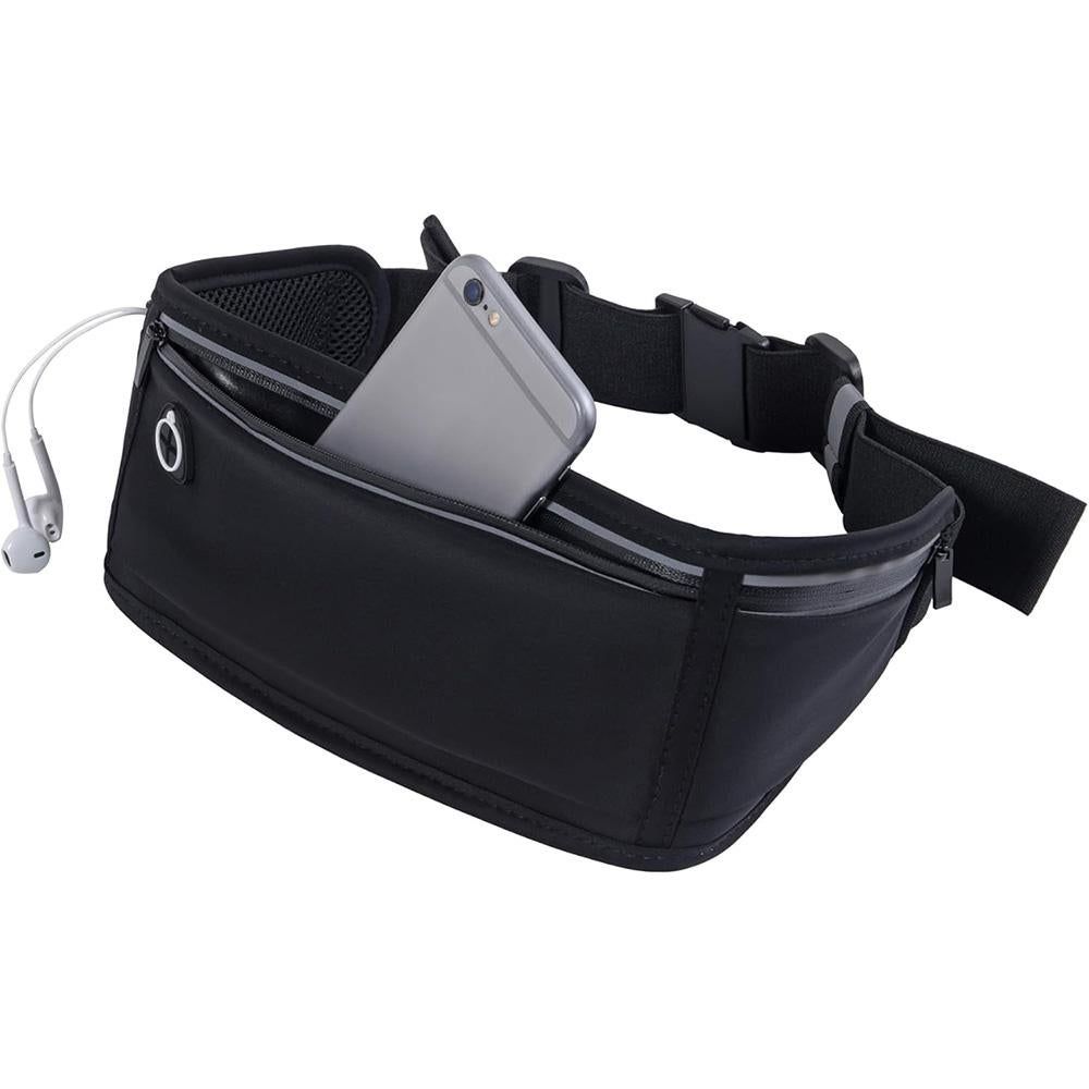 Running Belt Ultra Light Bounce Free Waist Pouch Bag Fitness Workout Belt Sport Waist Pack Exercise Waist Bag - Black - Image 3