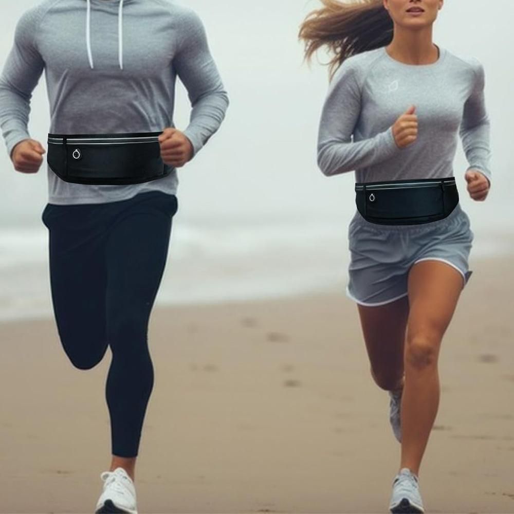 Running Belt Ultra Light Bounce Free Waist Pouch Bag Fitness Workout Belt Sport Waist Pack Exercise Waist Bag - Black - Image 7
