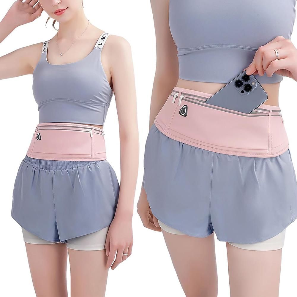 Running Belt Ultra Light Bounce Free Waist Pouch Bag Fitness Workout Belt Sport Waist Pack Exercise Waist Bag - Pink - Image 2