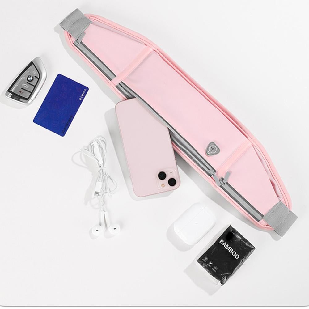 Running Belt Ultra Light Bounce Free Waist Pouch Bag Fitness Workout Belt Sport Waist Pack Exercise Waist Bag - Pink - Image 5