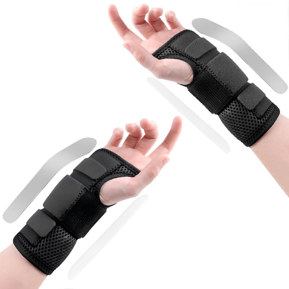 1Pair Carpal Tunnel Wrist Brace Carpal Tunnel Splint Arthritis Pain and Support For Sprained Relief Night Work - Black & L - Image 7