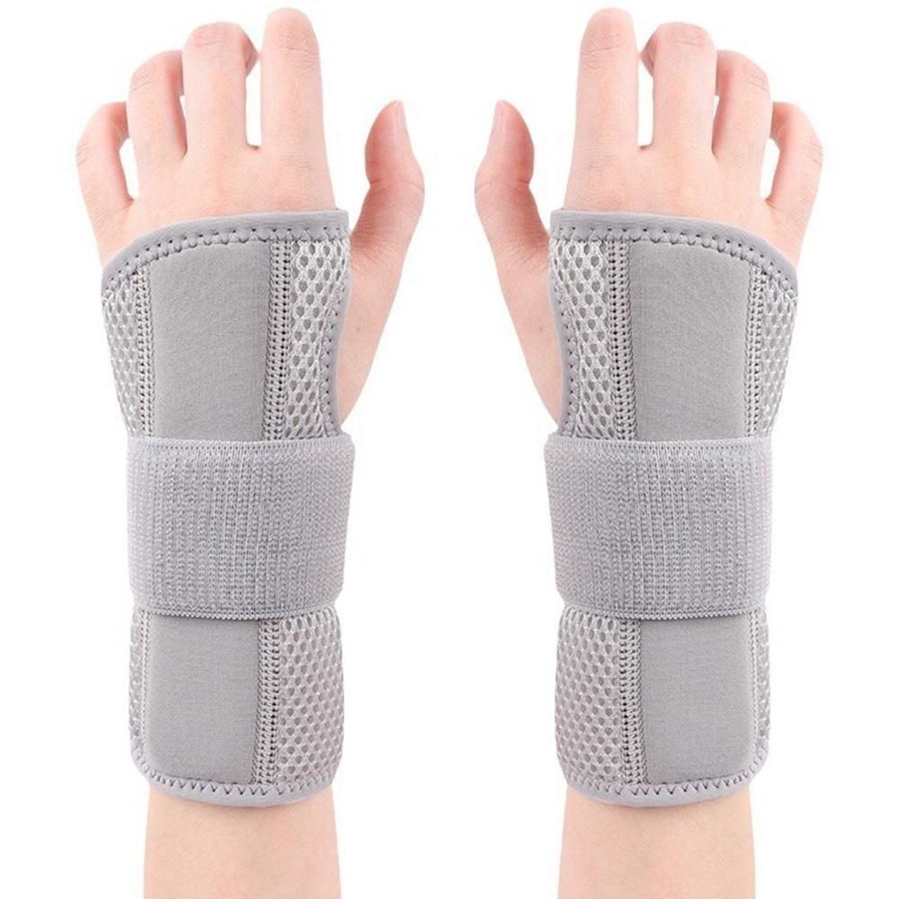 1Pair Carpal Tunnel Wrist Brace Carpal Tunnel Splint Arthritis Pain and Support For Sprained Relief Night Work - Gray & S - Image 1