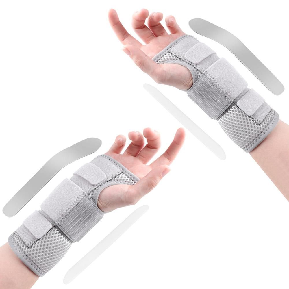 1Pair Carpal Tunnel Wrist Brace Carpal Tunnel Splint Arthritis Pain and Support For Sprained Relief Night Work - Gray & M - Image 2