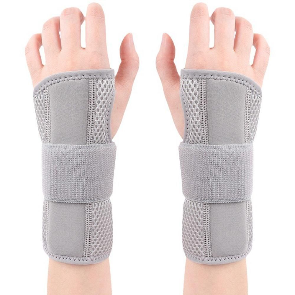 1Pair Carpal Tunnel Wrist Brace Carpal Tunnel Splint Arthritis Pain and Support For Sprained Relief Night Work - Gray & L - Image 1