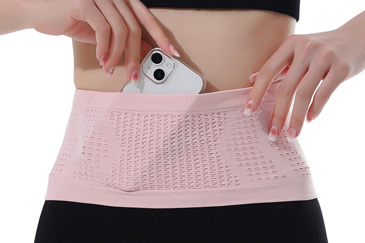 Invisible Running Waist Bag Belt Slim Running Belt Exercise Waist Belt Runner Belt for Running Walking Cycling Camping Gym -Pink / M - Image 2