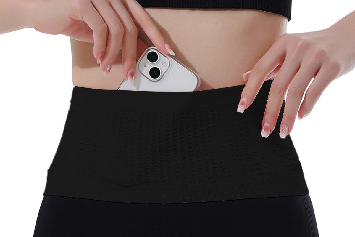 Invisible Running Waist Bag Belt Slim Running Belt Exercise Waist Belt Runner Belt for Running Walking Cycling Camping Gym -Black / L - Image 2
