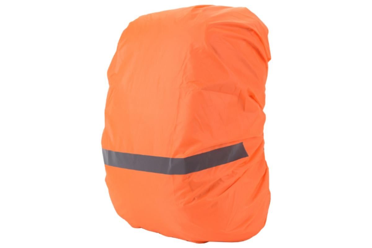 High-Visibility Backpack Rain Cover with Reflective Strip Water-Resistant Outdoor Night Travel Bag Cover -Orange / M - Image 2