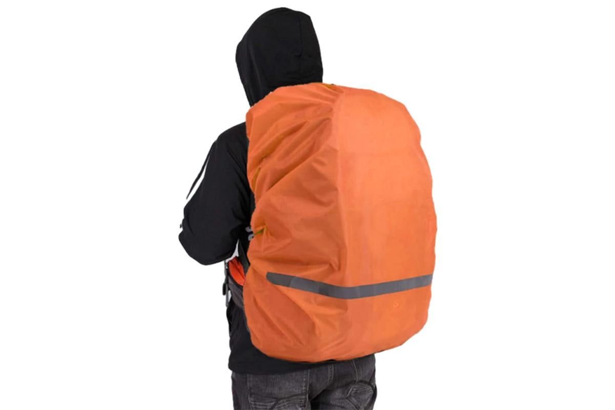 High-Visibility Backpack Rain Cover with Reflective Strip Water-Resistant Outdoor Night Travel Bag Cover -Orange / XL - Image 3