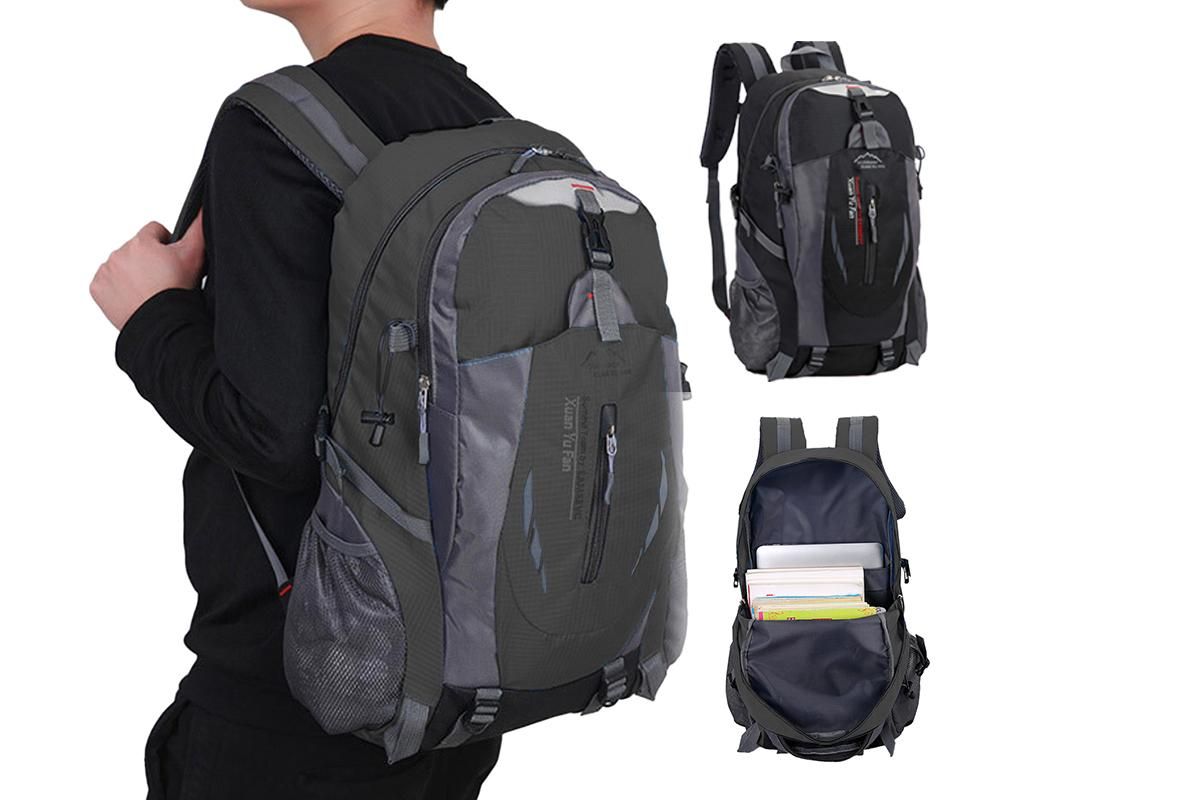 Water-resistant Hiking Backpack Travel Camping Nylon Outdoor Bag for Men and Women -Black - Image 1