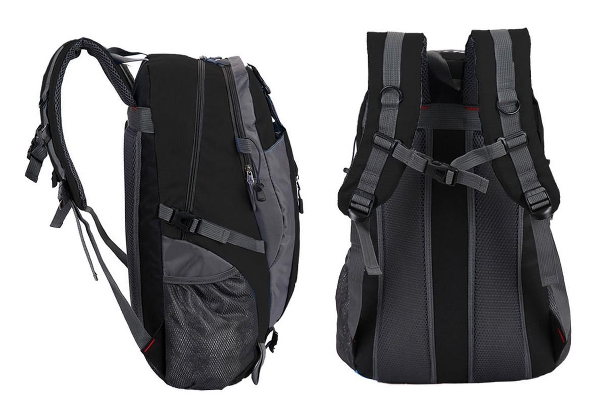 Water-resistant Hiking Backpack Travel Camping Nylon Outdoor Bag for Men and Women -Black - Image 3