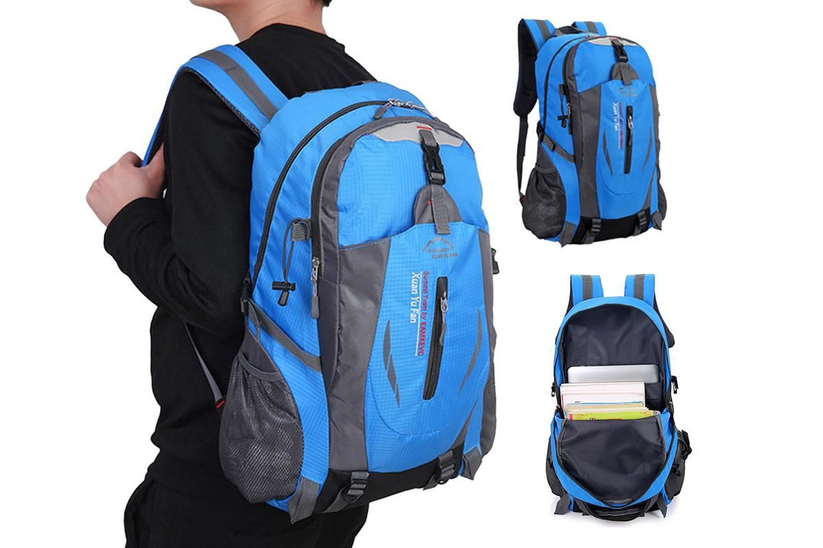 Water-resistant Hiking Backpack Travel Camping Nylon Outdoor Bag for Men and Women -Blue - Image 1