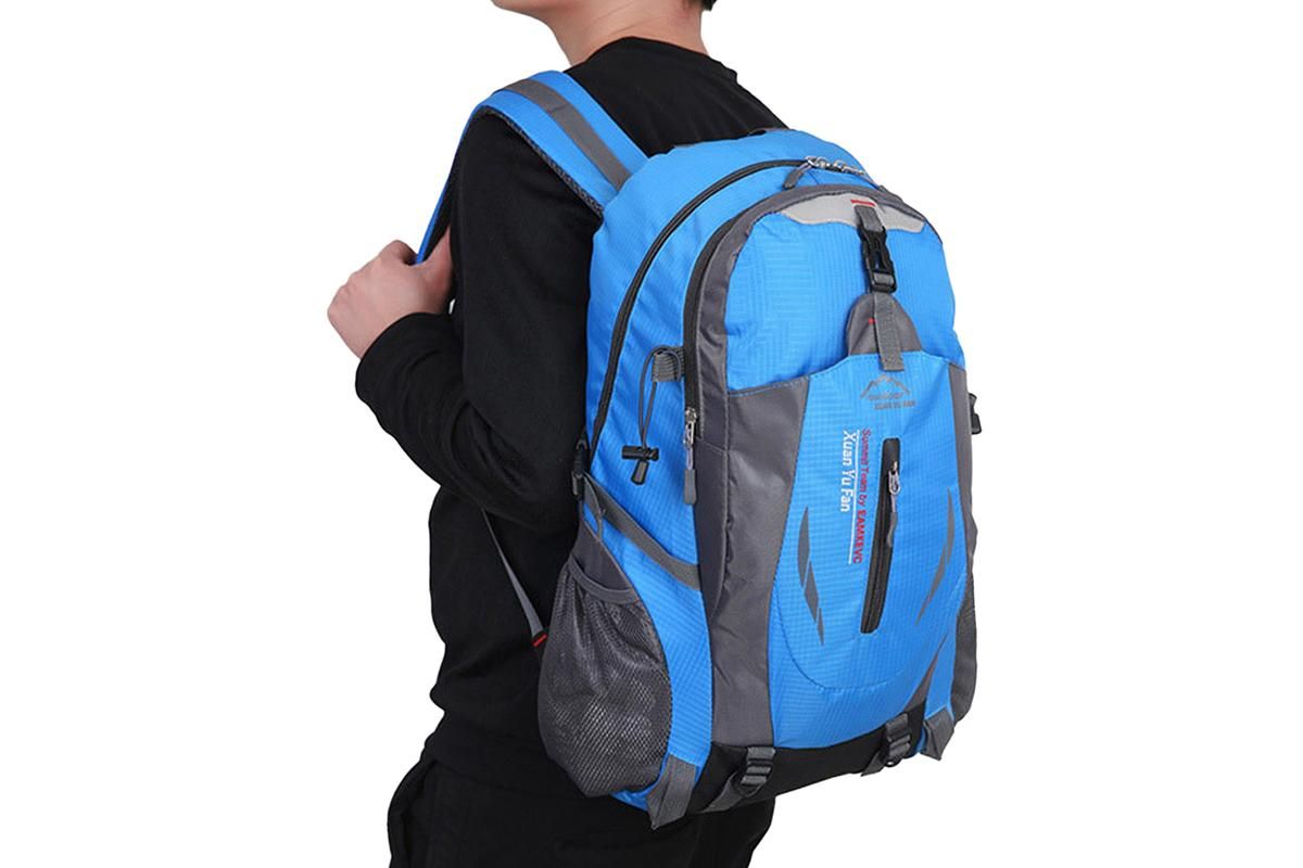 Water-resistant Hiking Backpack Travel Camping Nylon Outdoor Bag for Men and Women -Blue - Image 4