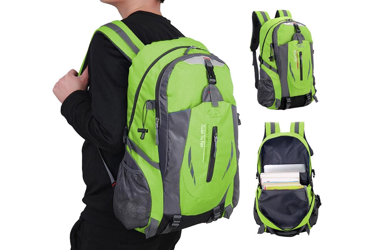 Water-resistant Hiking Backpack Travel Camping Nylon Outdoor Bag for Men and Women -Green - Image 1