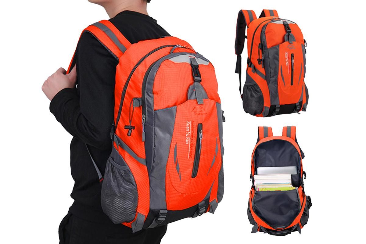 Water-resistant Hiking Backpack Travel Camping Nylon Outdoor Bag for Men and Women -Orange - Image 1