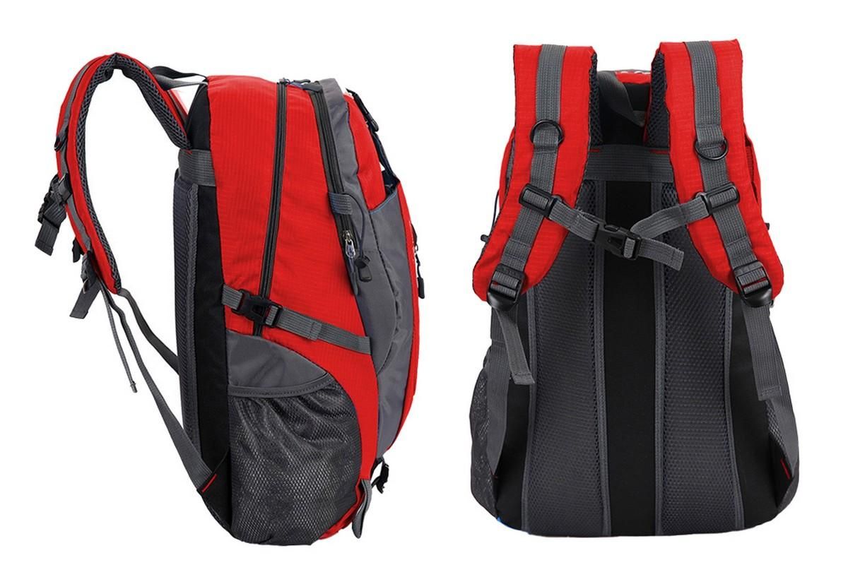 Water-resistant Hiking Backpack Travel Camping Nylon Outdoor Bag for Men and Women -Red - Image 2