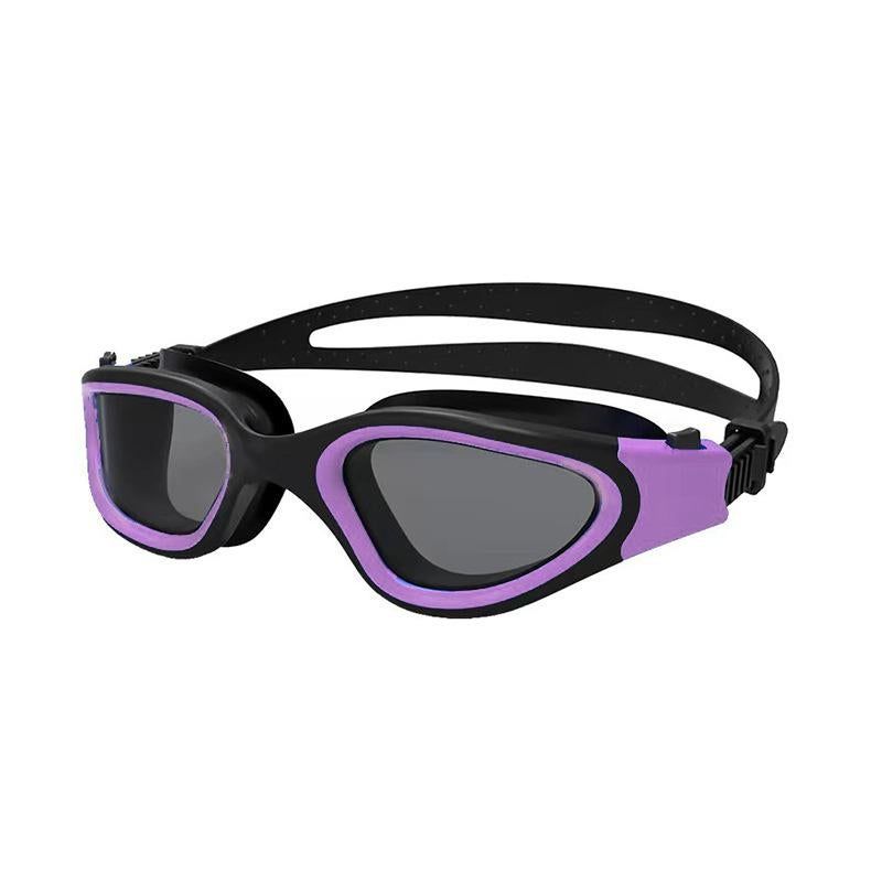 Adult Swimming Goggles Large Frame Anti-Fog UV Protection Silicone Waterproof Swim Glasses Mirrored Lens for Men and Women-Purple - Image 1
