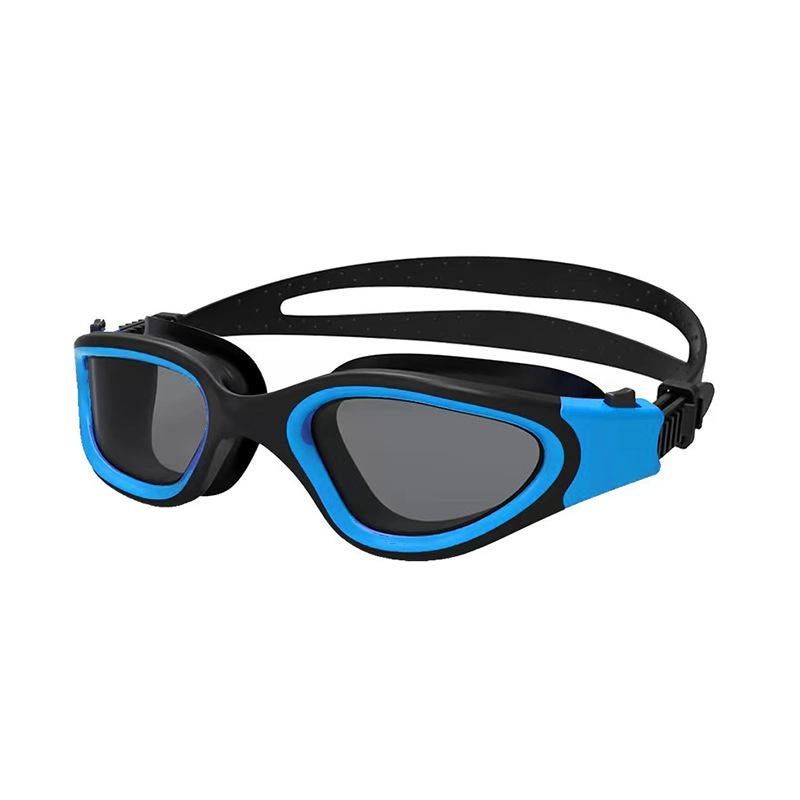 Adult Swimming Goggles Large Frame Anti-Fog UV Protection Silicone Waterproof Swim Glasses Mirrored Lens for Men and Women-Blue - Image 1
