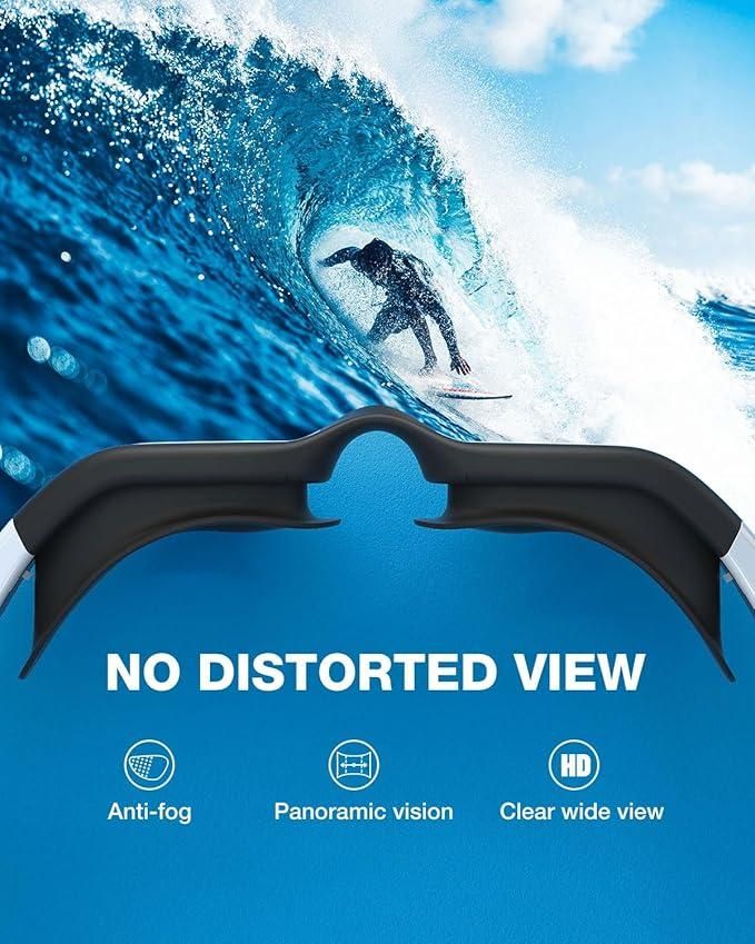 Adult Swimming Goggles Large Frame Anti-Fog UV Protection Silicone Waterproof Swim Glasses Mirrored Lens for Men and Women-Red - Image 6