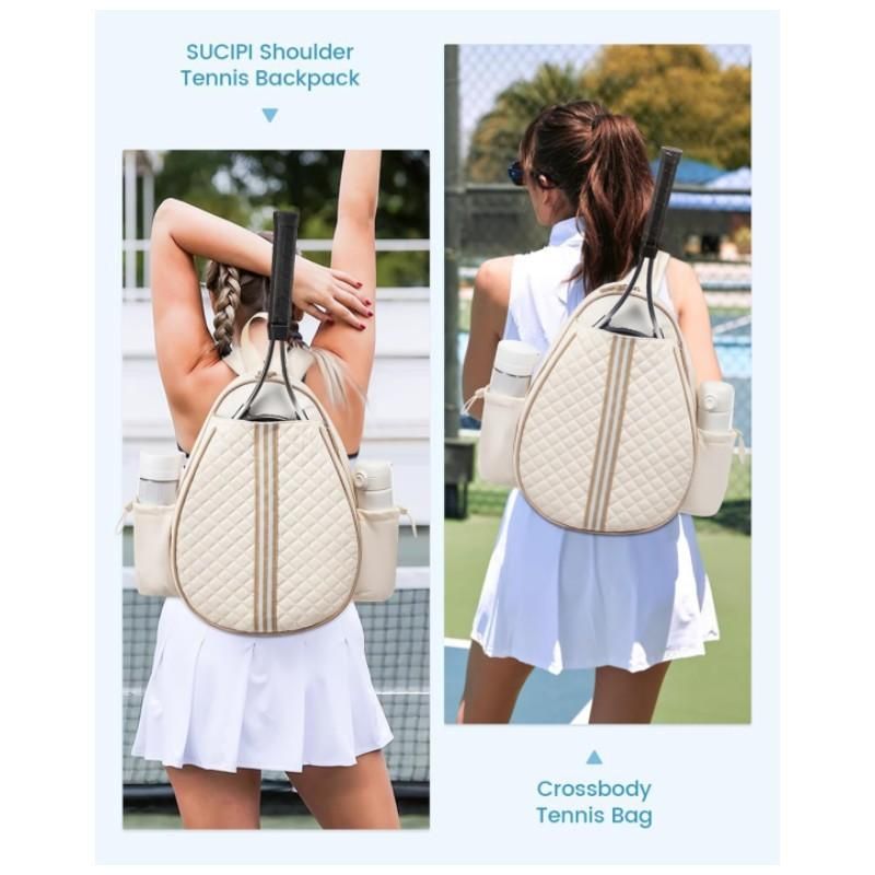 Crossbody Lightweight Multifunctional Waterproof Tennis Racket Bag for Men and Women Suitable for Pickleball Badminton and Tennis-Black - Image 2