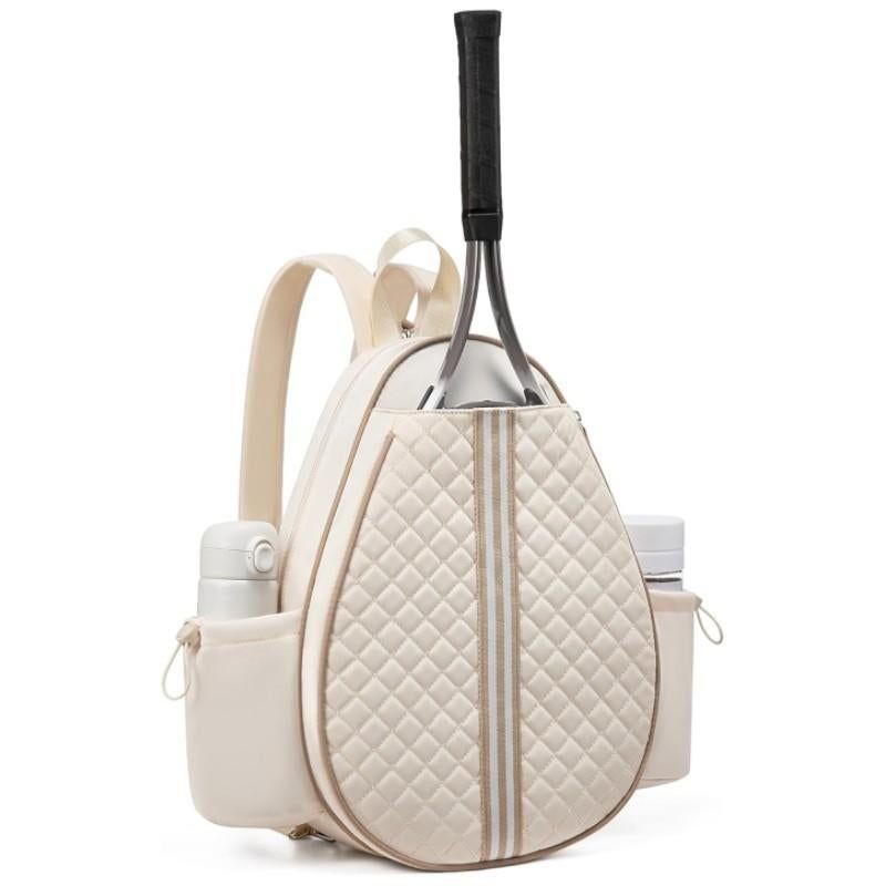 Crossbody Lightweight Multifunctional Waterproof Tennis Racket Bag for Men and Women Suitable for Pickleball Badminton and Tennis-Beige - Image 1