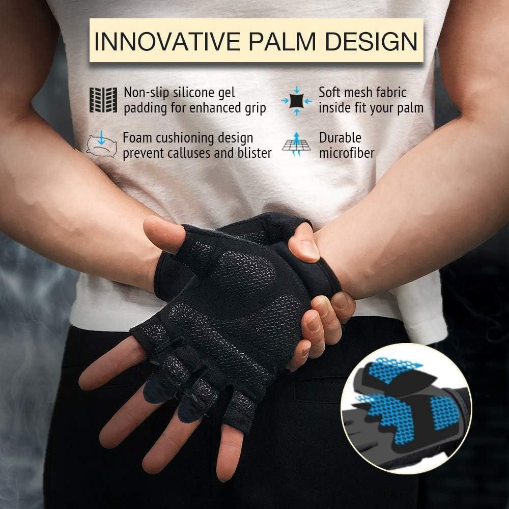 Fitness Gloves Half Finger Breathable Non Slip Weightlifting Training Workout Palm Support For Men And Women - Black M - Image 4