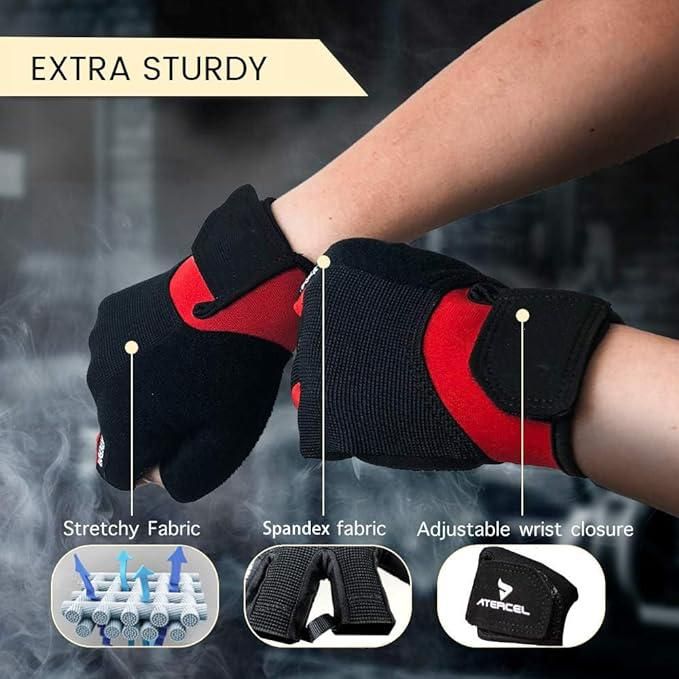 Fitness Gloves Half Finger Breathable Non Slip Weightlifting Training Workout Palm Support For Men And Women - Black M - Image 8