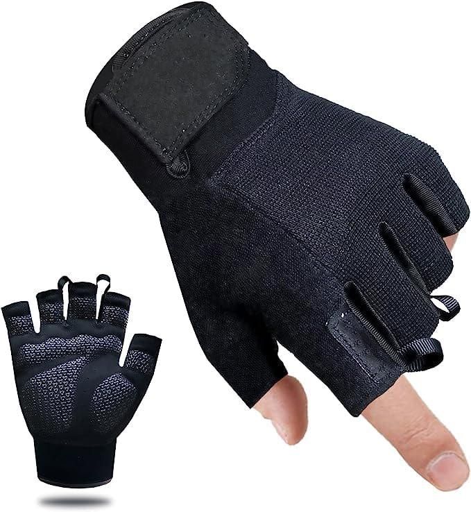 Fitness Gloves Half Finger Breathable Non Slip Weightlifting Training Workout Palm Support For Men And Women - Black XL - Image 1