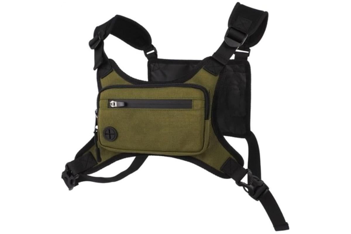 Water Resistant Running Vest Chest Pack Phone Holder for Running Lightweight Training Pack with Reflective Detail - Green - Image 1