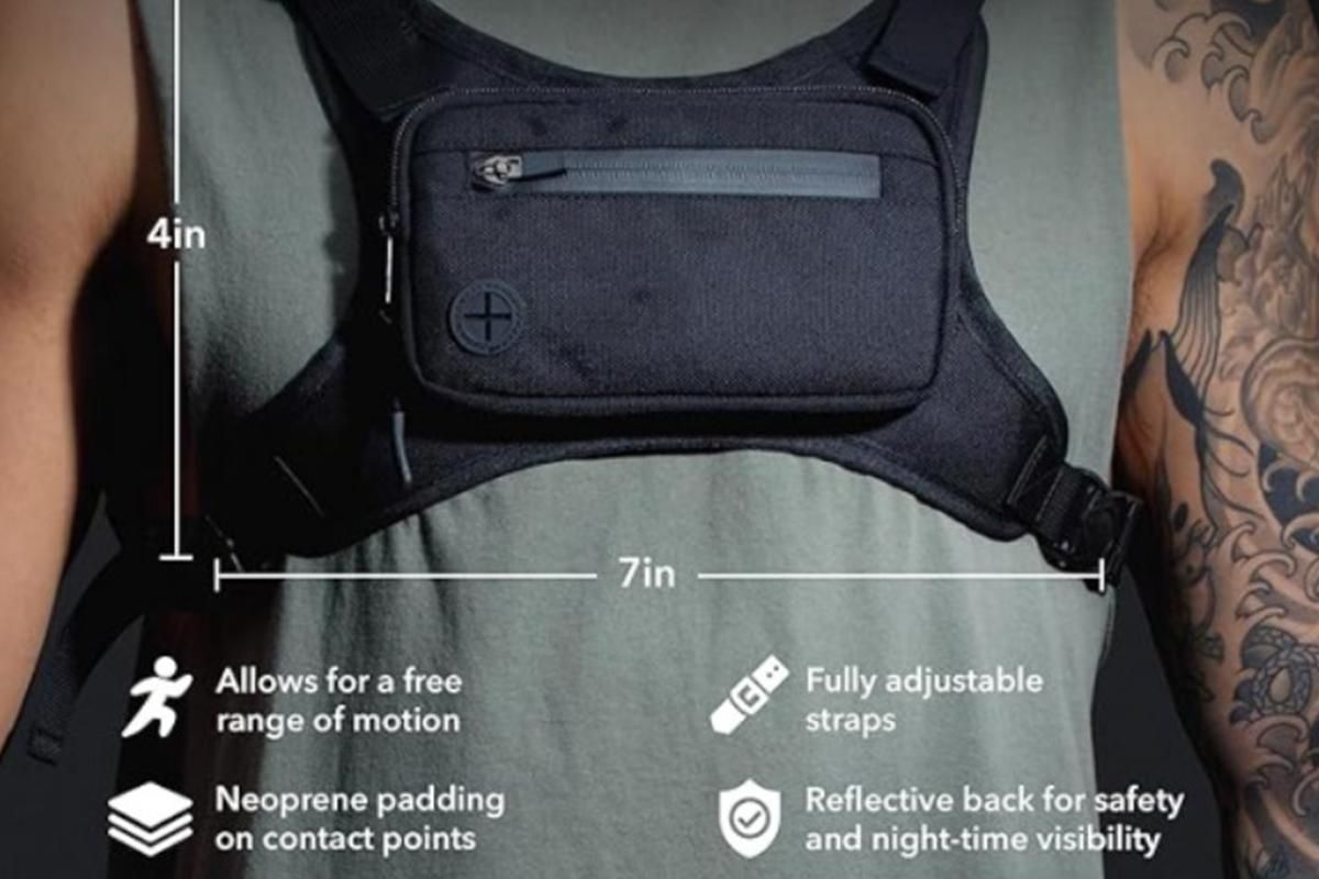 Water Resistant Running Vest Chest Pack Phone Holder for Running Lightweight Training Pack with Reflective Detail - Green - Image 5