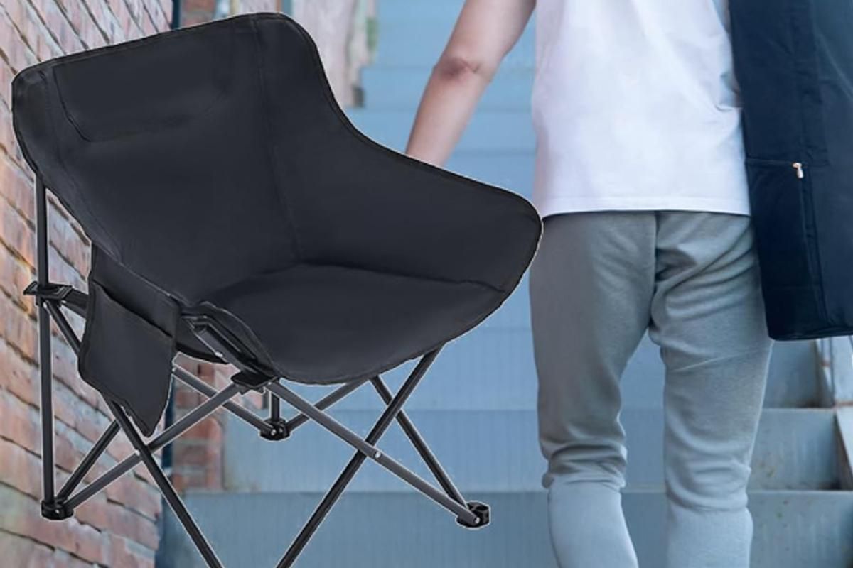 Compact Folding Chair Portable Camping Chair for Outdoor Activities - Black - Image 4
