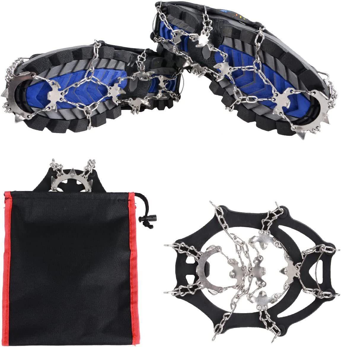 24 Spikes Crampons for Shoes, Anti Slip Ice Cleats for Shoes and Boots, Traction Ice Snow Grip with Stainless Steel Spikes and Silicone Men Women for Hiking, Walking, Climbing, Jogging,Fishing - M - Image 4