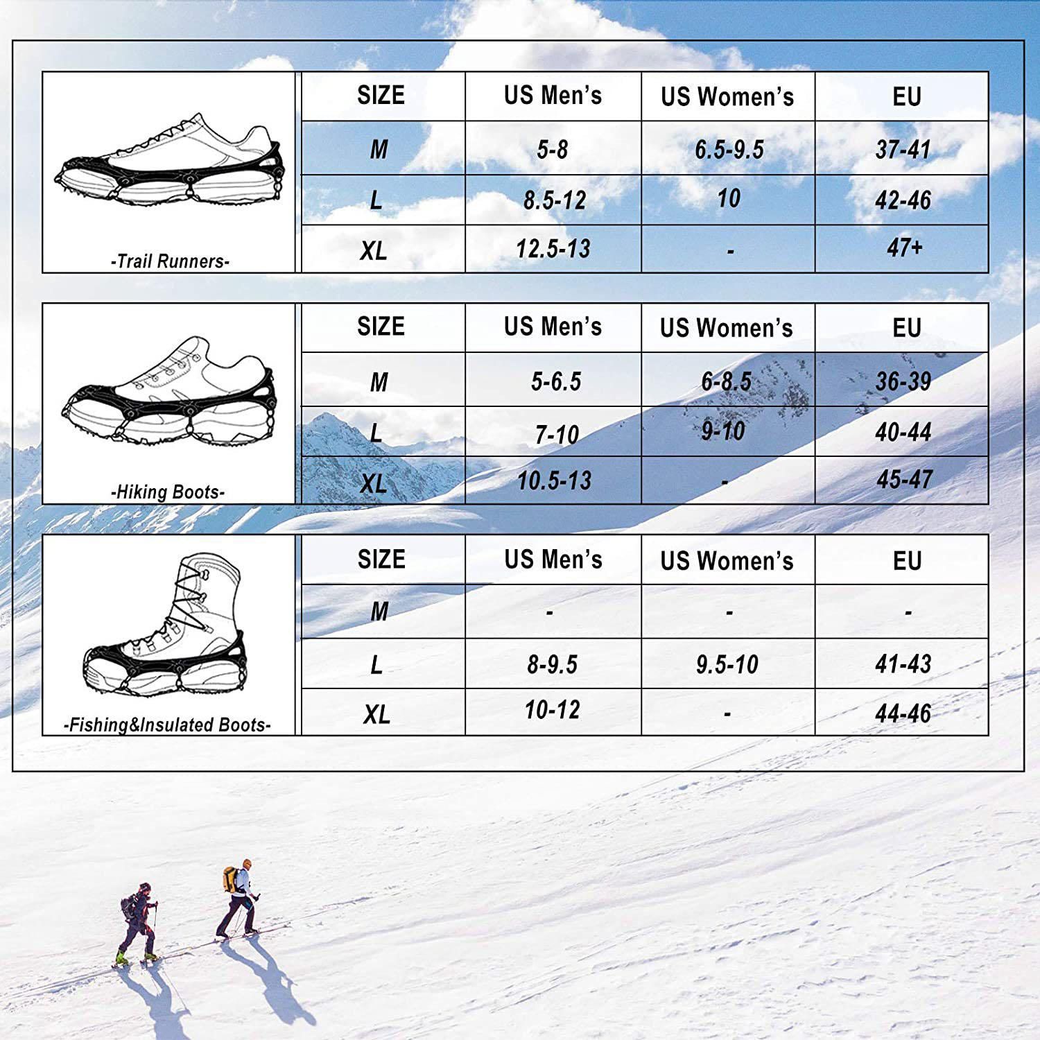 24 Spikes Crampons for Shoes, Anti Slip Ice Cleats for Shoes and Boots, Traction Ice Snow Grip with Stainless Steel Spikes and Silicone Men Women for Hiking, Walking, Climbing, Jogging,Fishing - M - Image 5