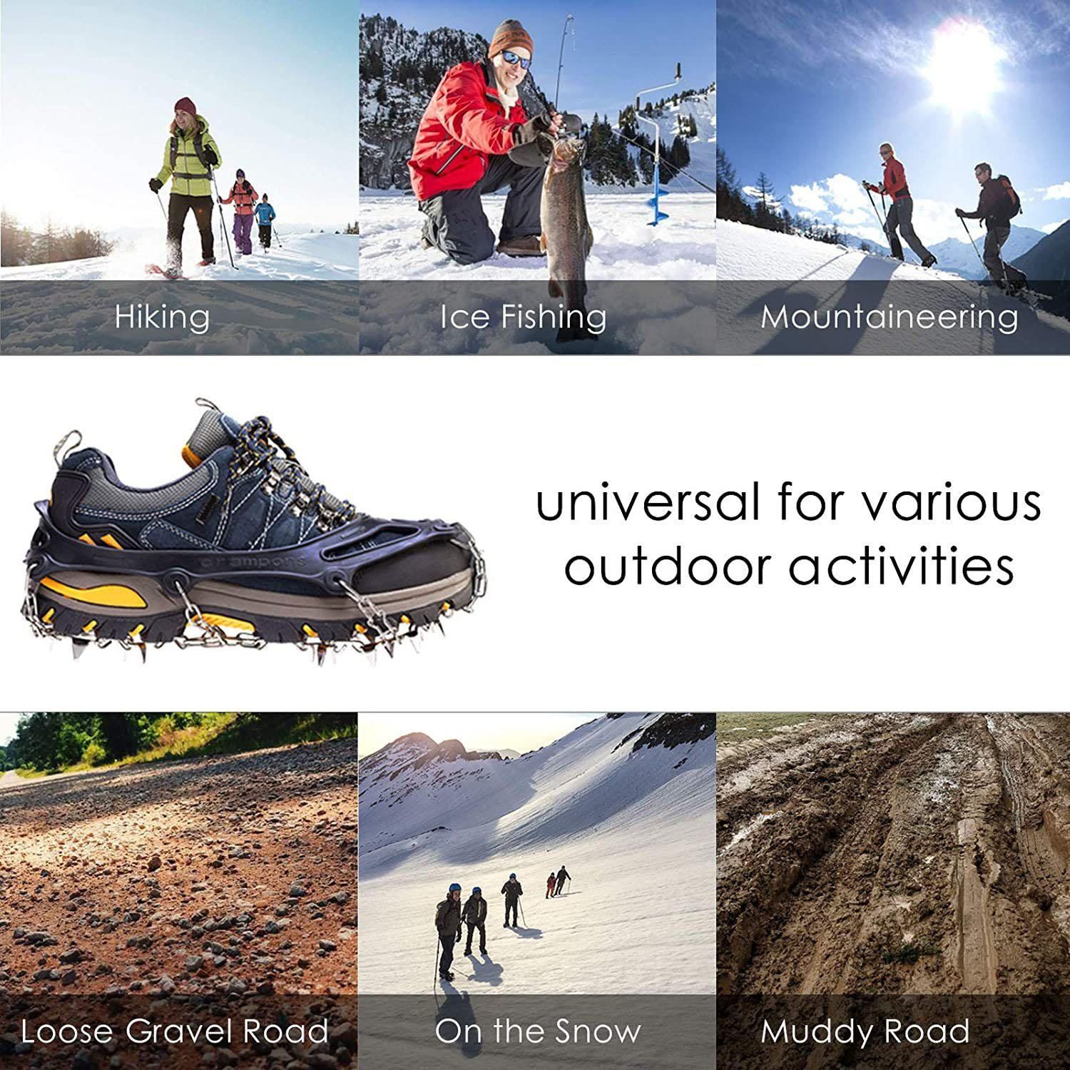 24 Spikes Crampons for Shoes, Anti Slip Ice Cleats for Shoes and Boots, Traction Ice Snow Grip with Stainless Steel Spikes and Silicone Men Women for Hiking, Walking, Climbing, Jogging,Fishing - XL - Image 3