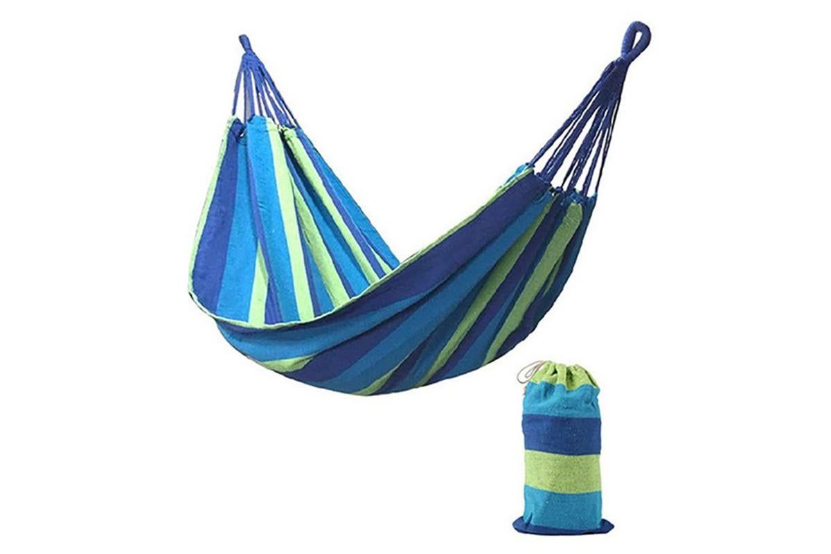 Portable Hanging Outdoor Striped Hammock Swinging Seat Camping Garden Rope Chair - Image 2