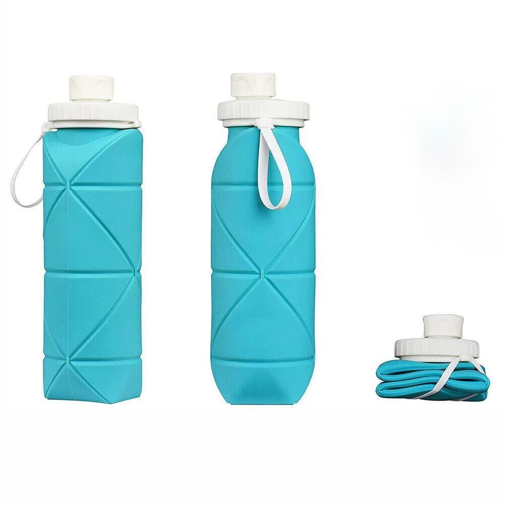 Foldable Collapsible Water Bottle Silicone Leak-proof Reusable for Gym Camping Hiking Travel Sports-Green - Image 8