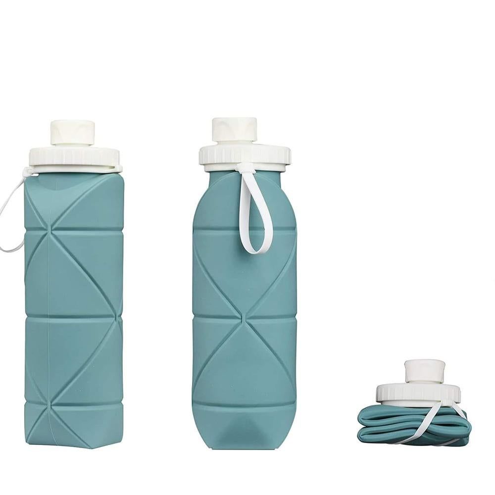 Foldable Collapsible Water Bottle Silicone Leak-proof Reusable for Gym Camping Hiking Travel Sports-Grey - Image 8