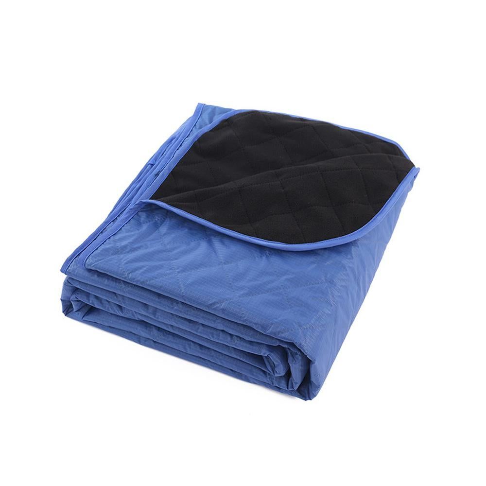 Outdoor Fleece Polyester Camping Blanket Waterproof Thick Portable Picnic Mat Machine Washable-dark blue - Image 1