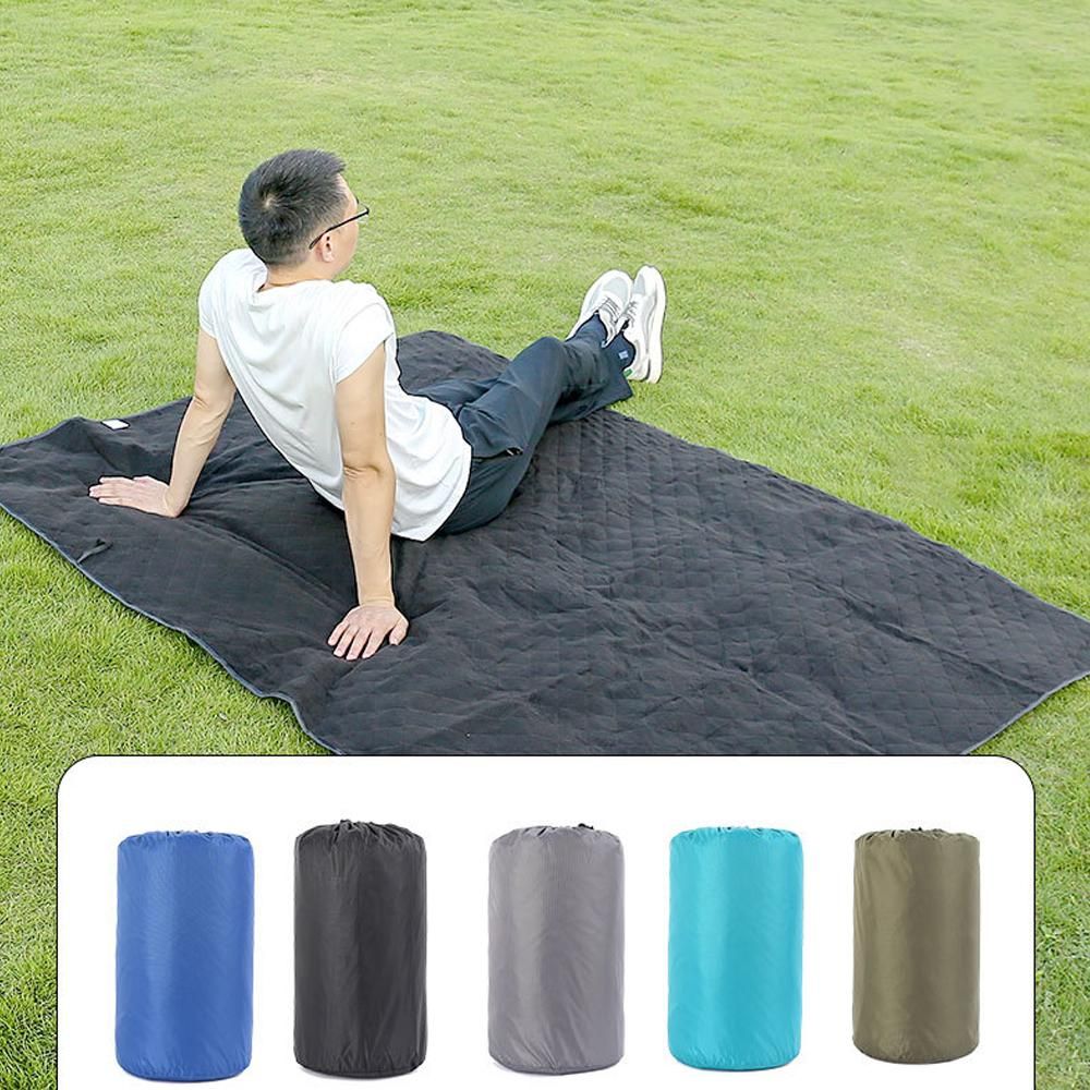 Outdoor Fleece Polyester Camping Blanket Waterproof Thick Portable Picnic Mat Machine Washable-dark blue - Image 3