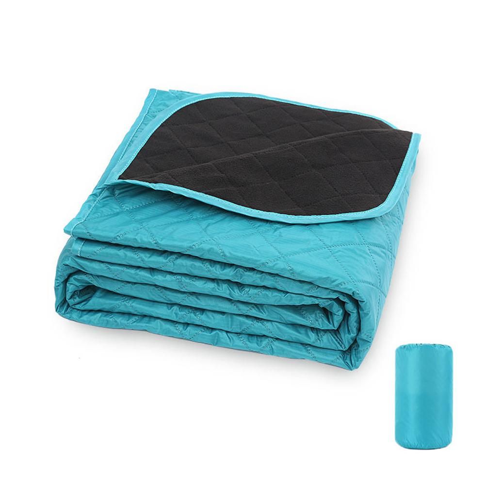 Outdoor Fleece Polyester Camping Blanket Waterproof Thick Portable Picnic Mat Machine Washable-dark blue - Image 5