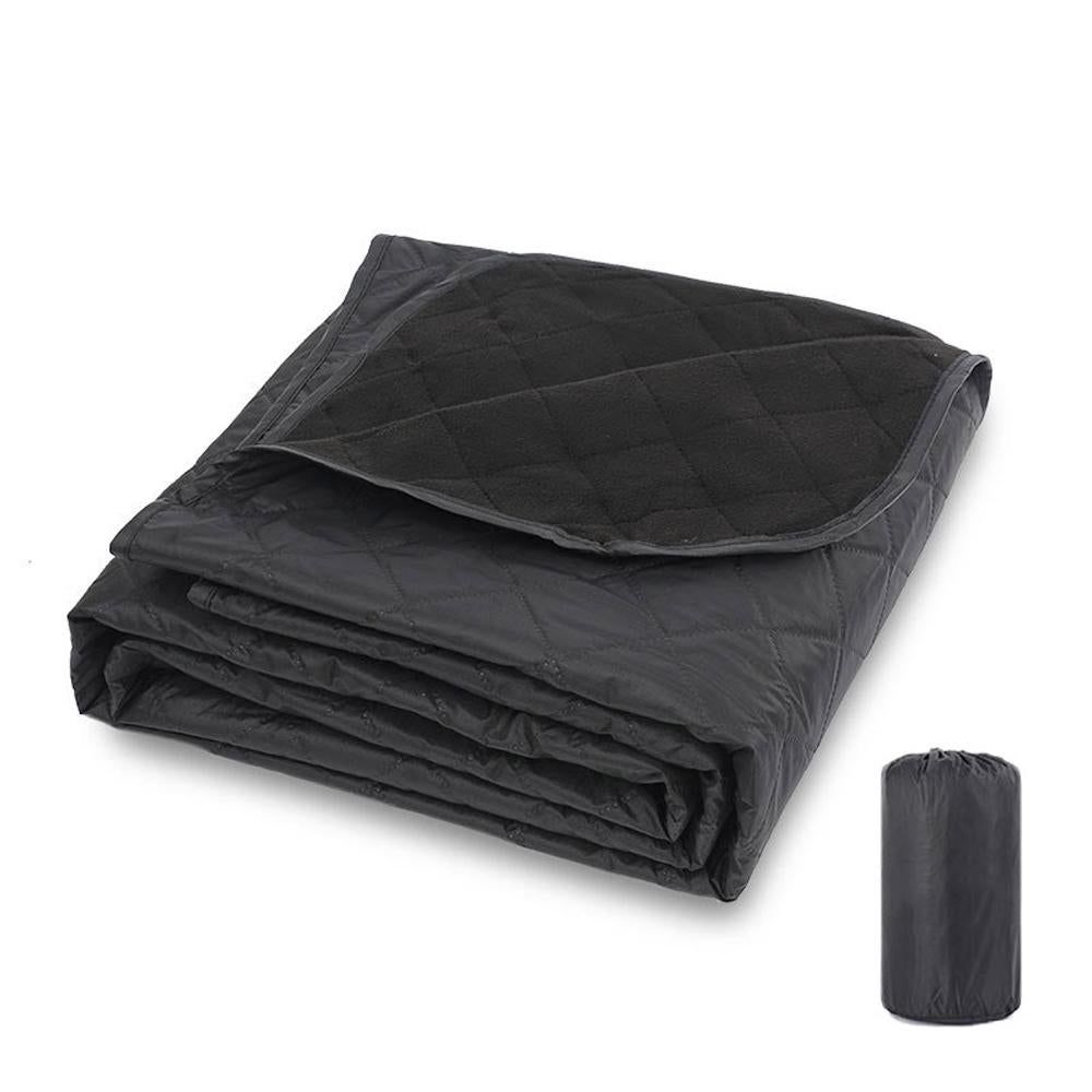 Outdoor Fleece Polyester Camping Blanket Waterproof Thick Portable Picnic Mat Machine Washable-dark blue - Image 6
