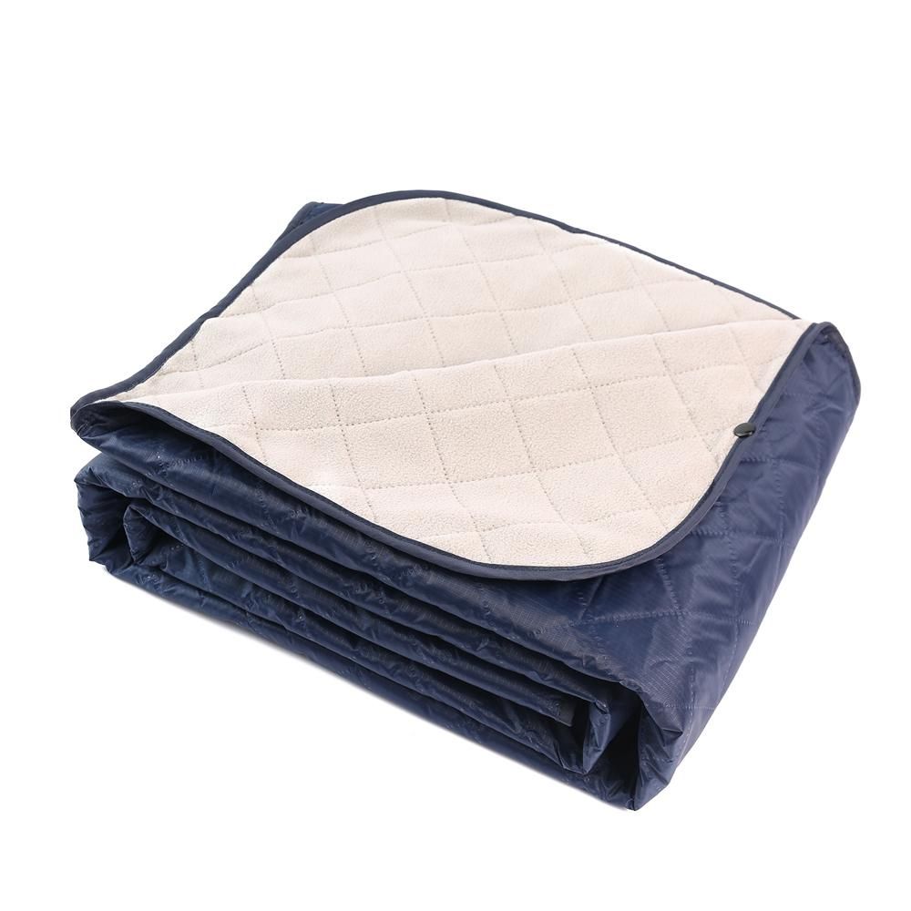 Outdoor Fleece Polyester Camping Blanket Waterproof Thick Portable Picnic Mat Machine Washable-dark blue - Image 7