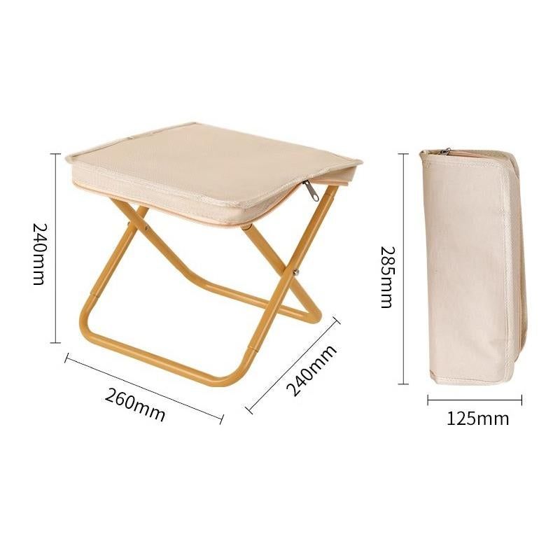Portable Folding Outdoor Chair Lightweight Compact Stool for Fishing Camping Picnic and Travel Handy Seat for Outdoor Activities-Beige - Image 2