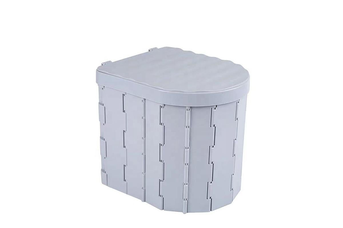 Portable Camping Toilet Folding Toilet for Adults with Lid -Gray - Image 1