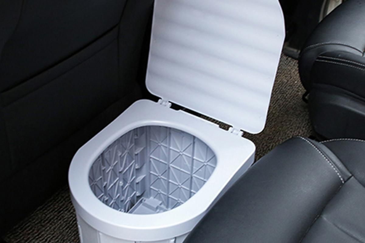 Portable Camping Toilet Folding Toilet for Adults with Lid -Gray - Image 3