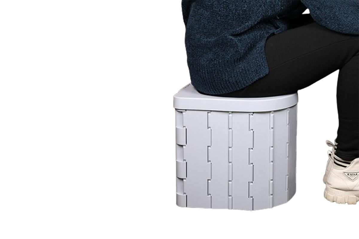 Portable Camping Toilet Folding Toilet for Adults with Lid -Gray - Image 5