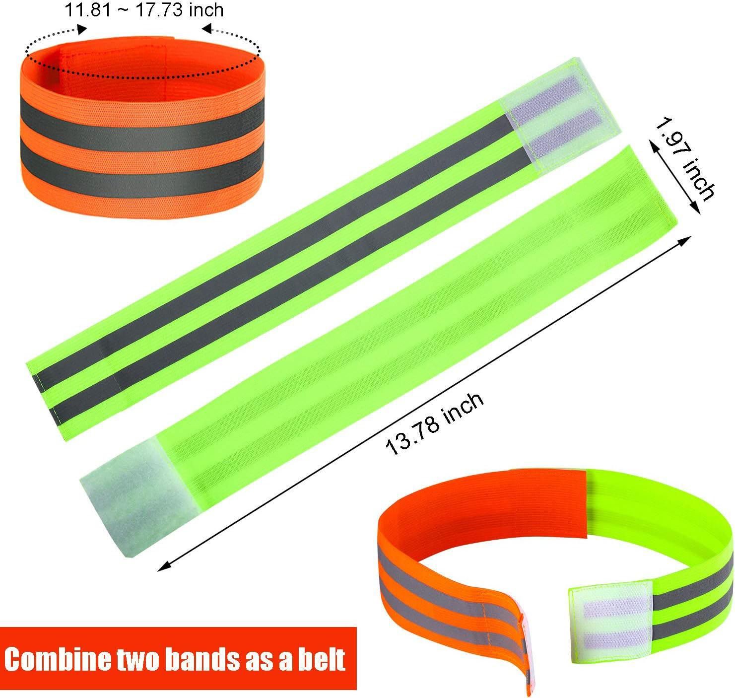 16 PCS Reflective Bands Reflector Bands for Wrist, Arm, Ankle, Leg,Reflector Tape Straps for Night Walking, Cycling and Running-(RoseRed+Green) - Image 3