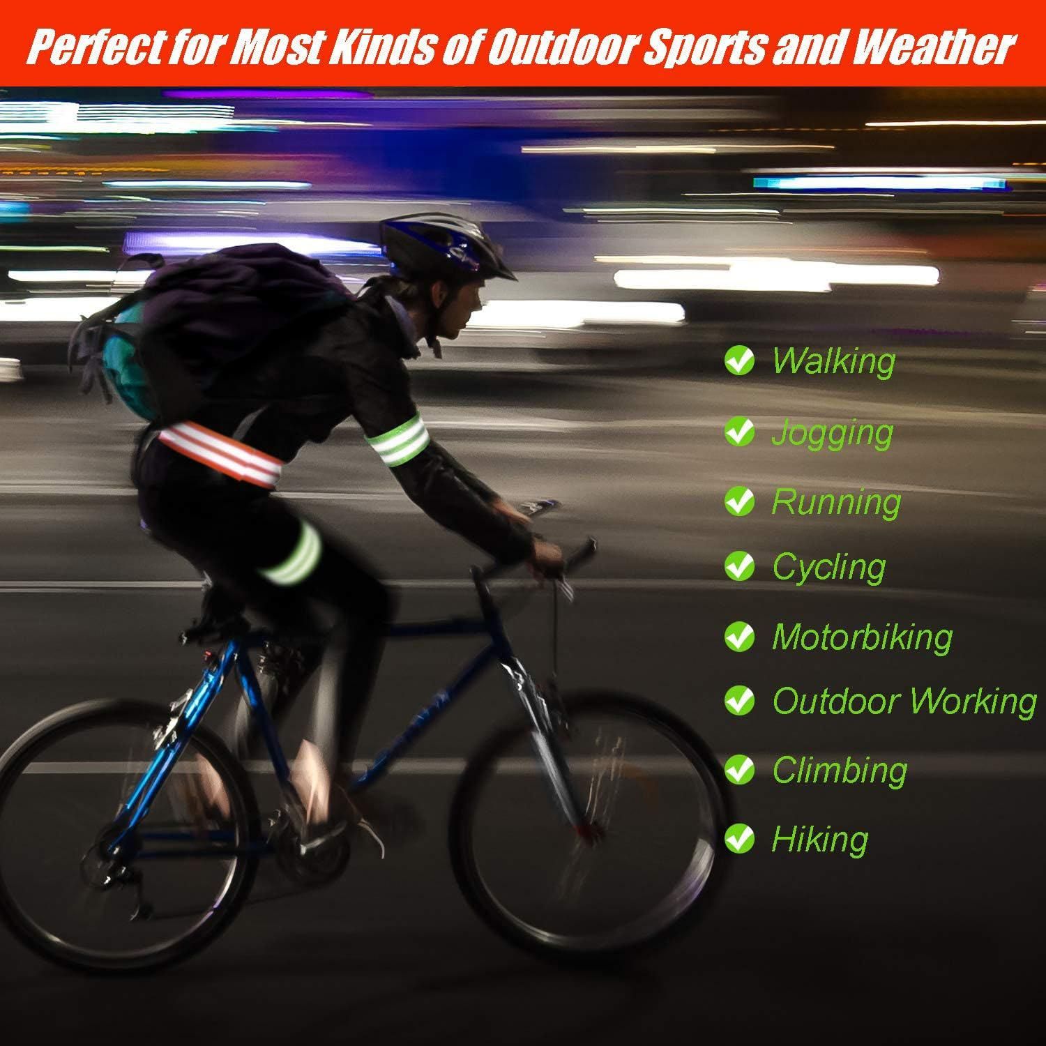 16 PCS Reflective Bands Reflector Bands for Wrist, Arm, Ankle, Leg,Reflector Tape Straps for Night Walking, Cycling and Running-(Black+Green) - Image 2