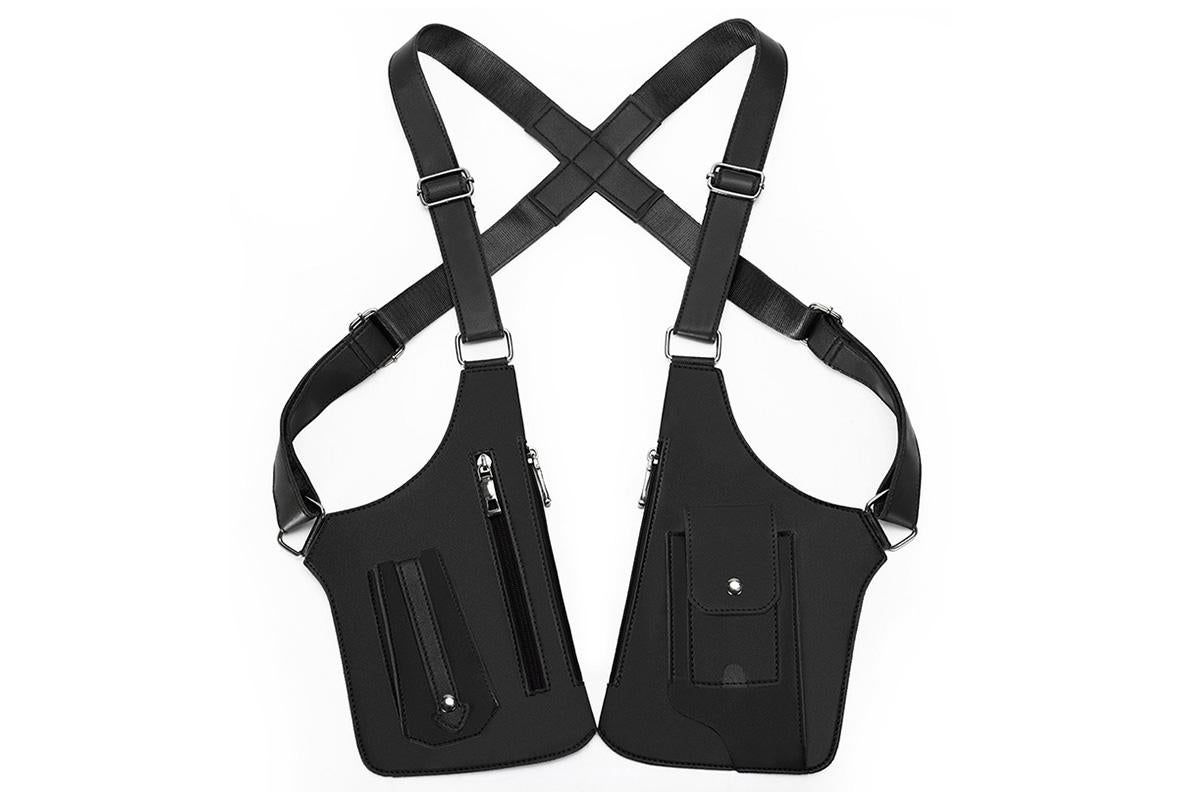 Outdoor Double Shoulder Armpit Bag with Multiple Pockets - Black - Image 2