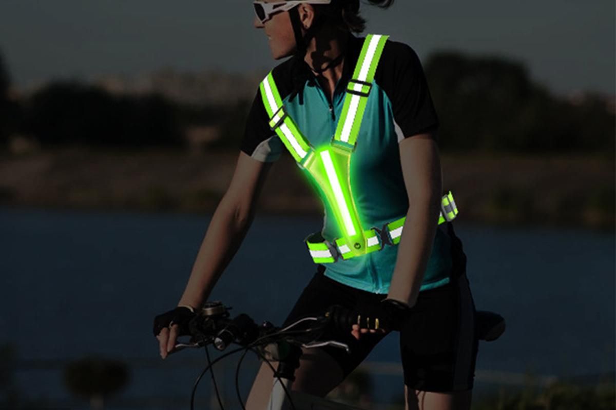 LED Reflective Vest Running Gear USB Rechargeable LED Light Up Vest High Visibility with Adjustable Waist and Shoulde for Night Walking Cycling, High Visibility Running Vest with Reflective Strips -Green - Image 4