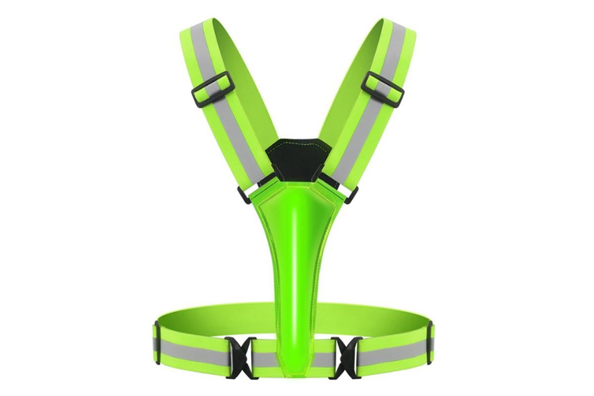 LED Reflective Vest Running Gear USB Rechargeable LED Light Up Vest High Visibility with Adjustable Waist and Shoulde for Night Walking Cycling, High Visibility Running Vest with Reflective Strips -Green - Image 5
